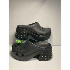 Black Platform Studded Chunky CROCS SZ12 W‎